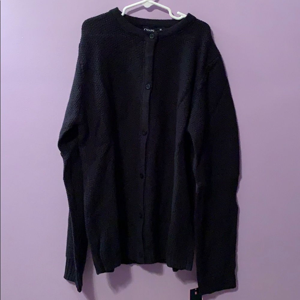 Navy blue button up sweater